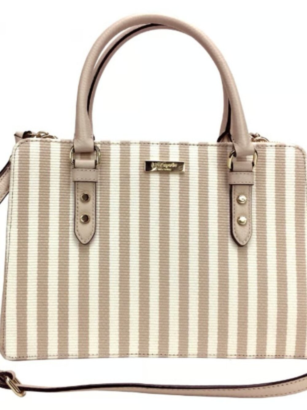 Kate Spade New York Mulberry Street Lise Satchel | Beige & Cream Stripe